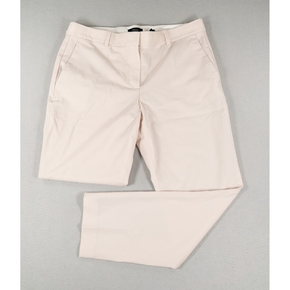 Theory Womens Testra O Sevona Slim Straight Leg Wool Blend Pants Pink Size 10